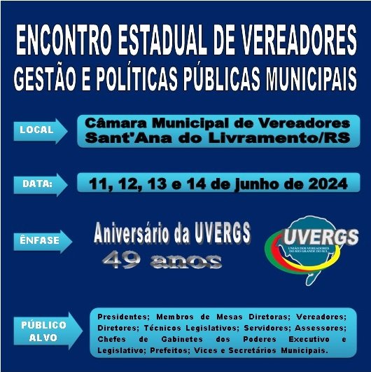 Encontro Estadual de Vereadores - Gestão e Políticas Públicas Municipais