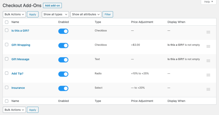 WooCommerce Checkout Add-Ons plugin