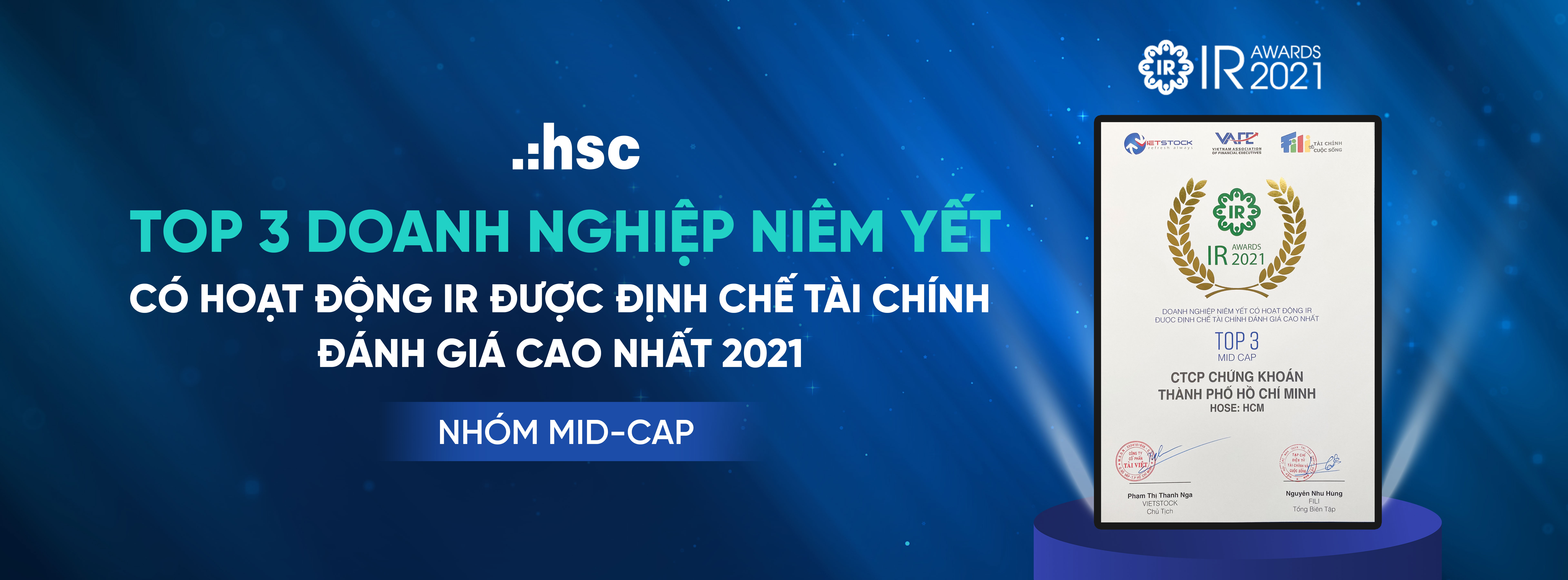 HSC – Top 3 doanh nghiệp niêm yết có hoạt động IR được định chế tài chính đánh giá cao nhất 2021 – Nhóm MIP-CAP