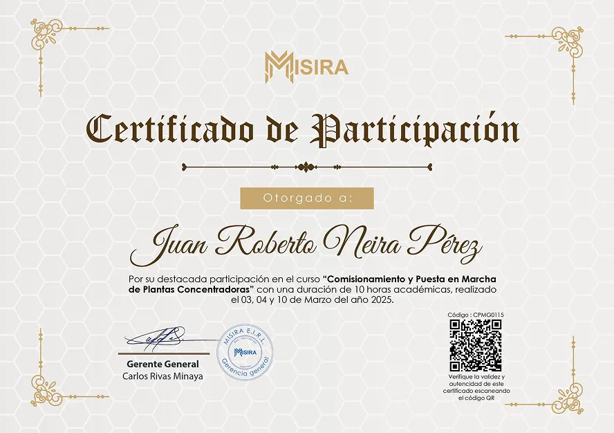 Certificado prueba de Certificado de Introducción a la Metalurgia