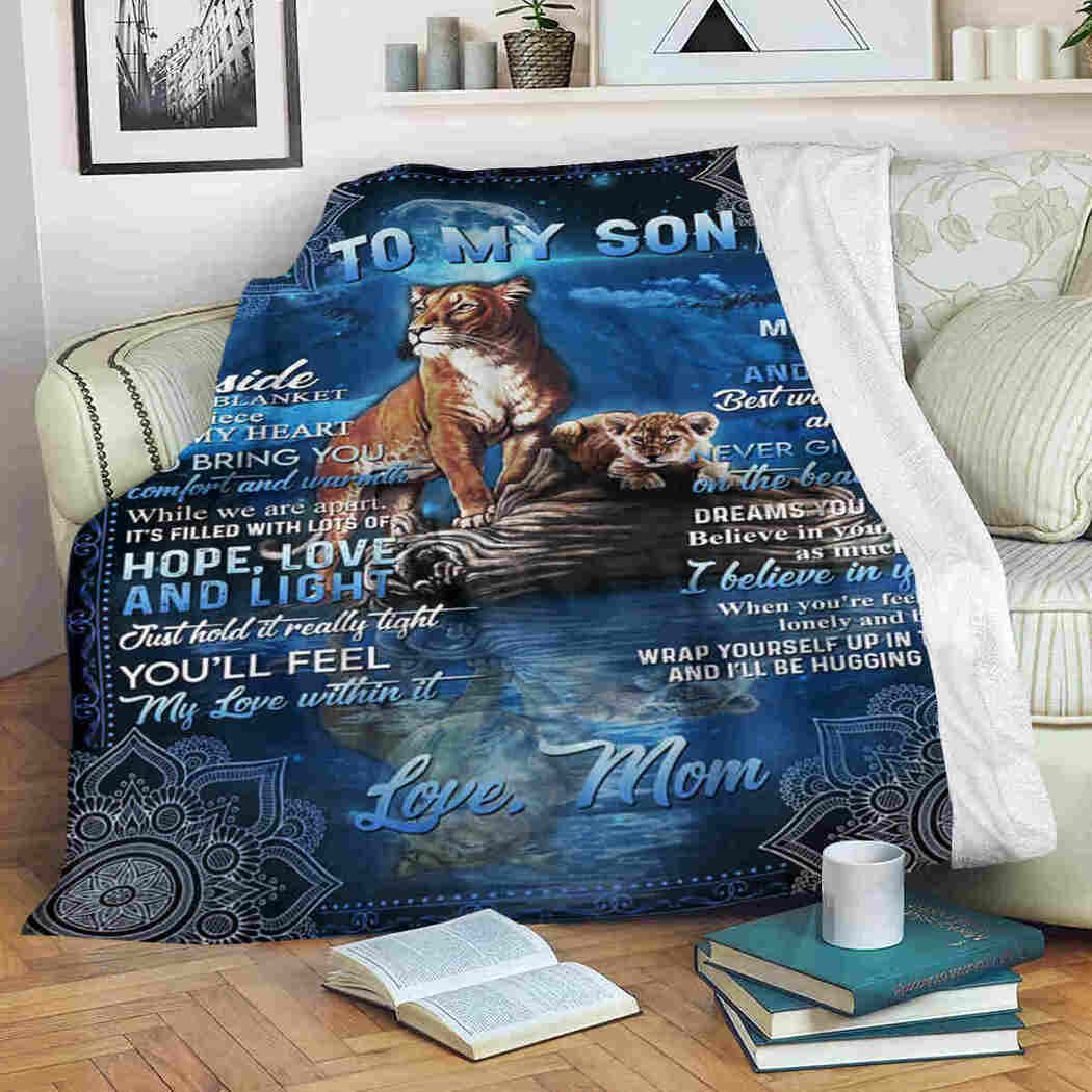To My Son Lion Mandala I Believe In You Blanket 90LoveHome 90 LoveHome