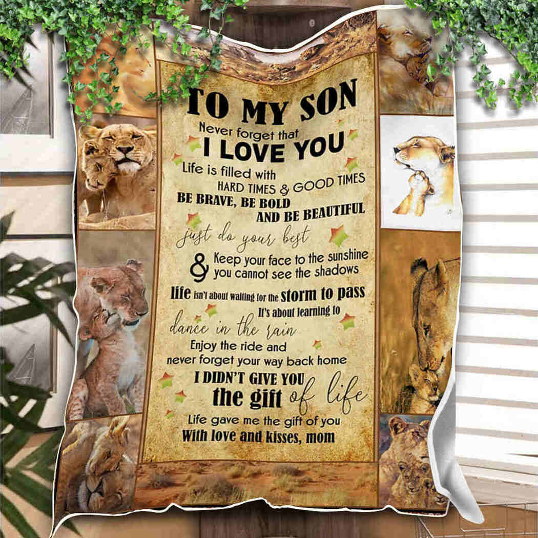 To My Son Lion Vintage Blanket I Love You Blanket 90LoveHome 90 LoveHome