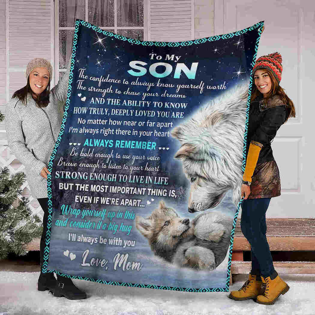 To My Son Blanket Wolf Forest Snow Consider It A Big Hug Blanket