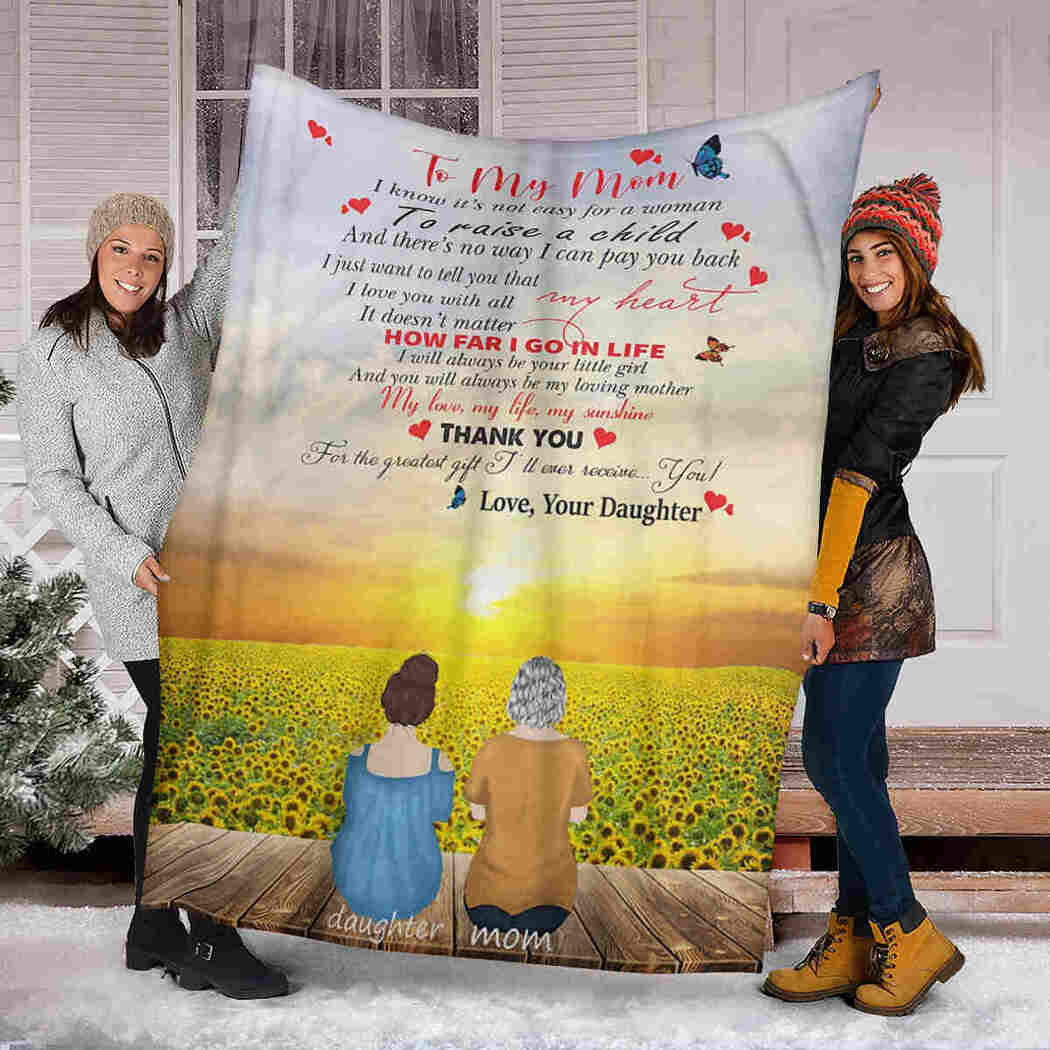 To My Mom Blanket Sunflower Field Blanket Thank You Blanket 90