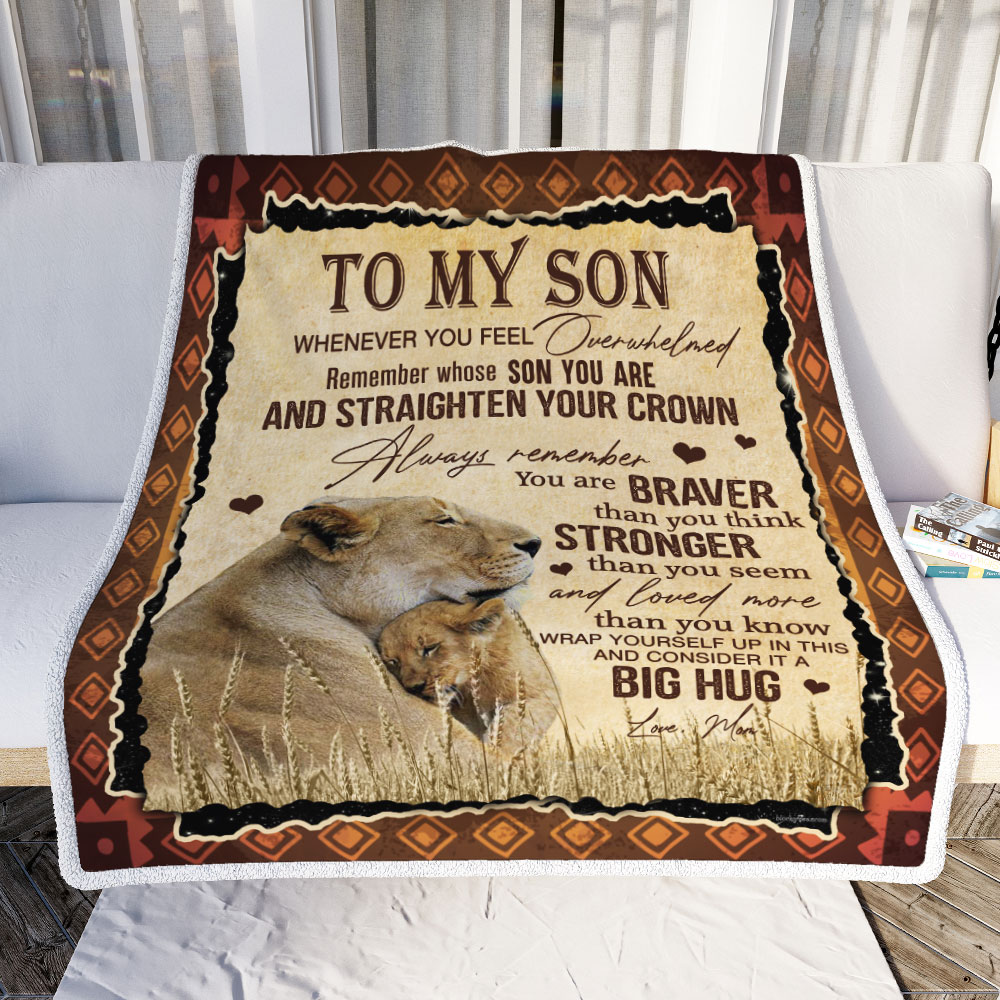To My Son Lion Fleece Blanket Big Hug From Mom 90 LoveHome