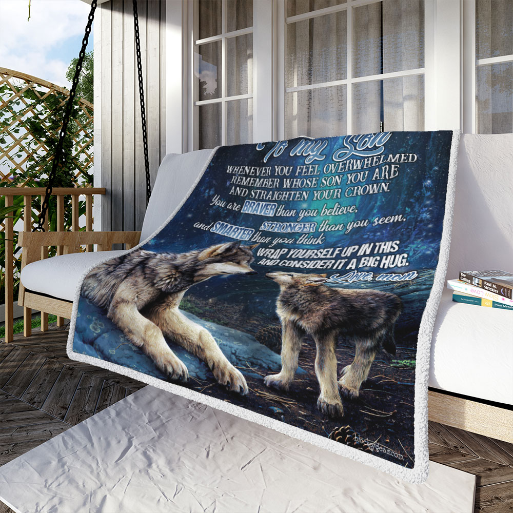 To My Son Wolf Fleece Blanket Big Hug From Mom 90 LoveHome