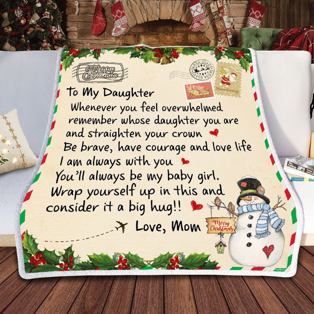 To My Daughter Christmas Airmail Letter Fleece Blanket Big Hug From Mom