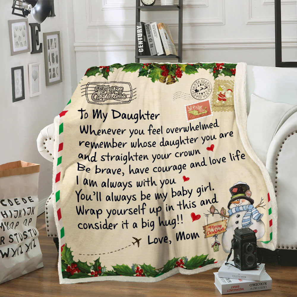 To My Daughter Christmas Airmail Letter Fleece Blanket Big Hug From Mom