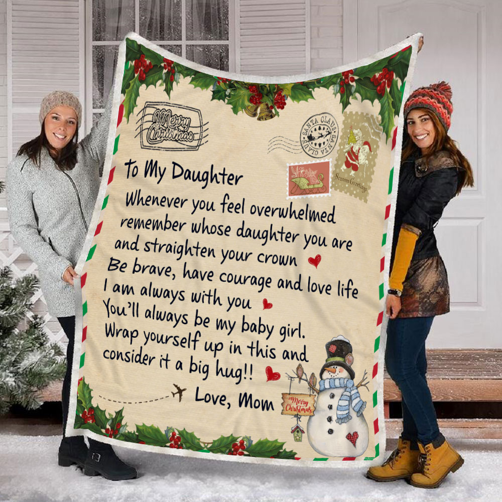 To My Daughter Christmas Airmail Letter Fleece Blanket Big Hug From Mom