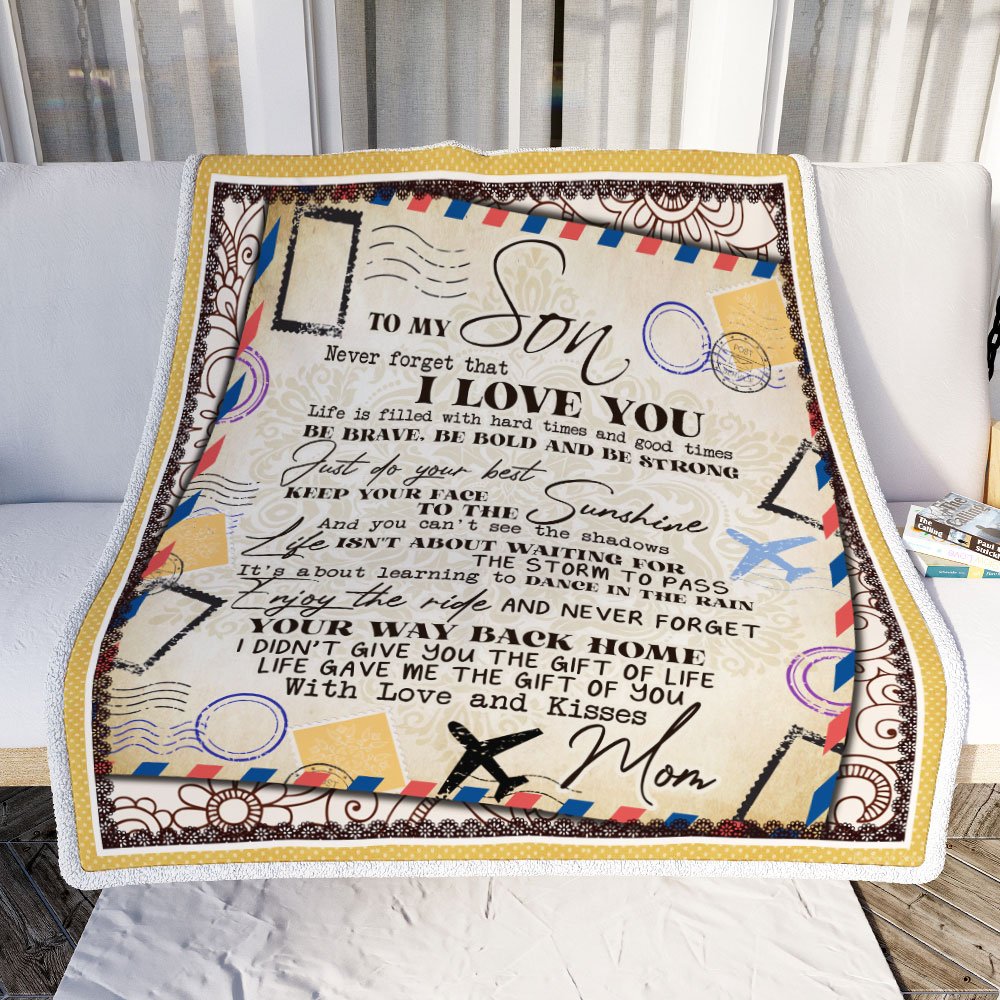 To My Son Never That I Love You Airmail Letter Fleece Blanket From Mom 90 LoveHome