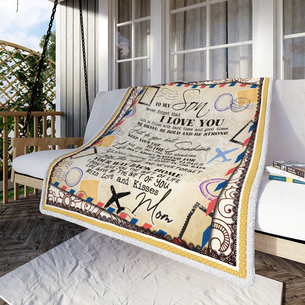 To My Son Never That I Love You Airmail Letter Fleece Blanket