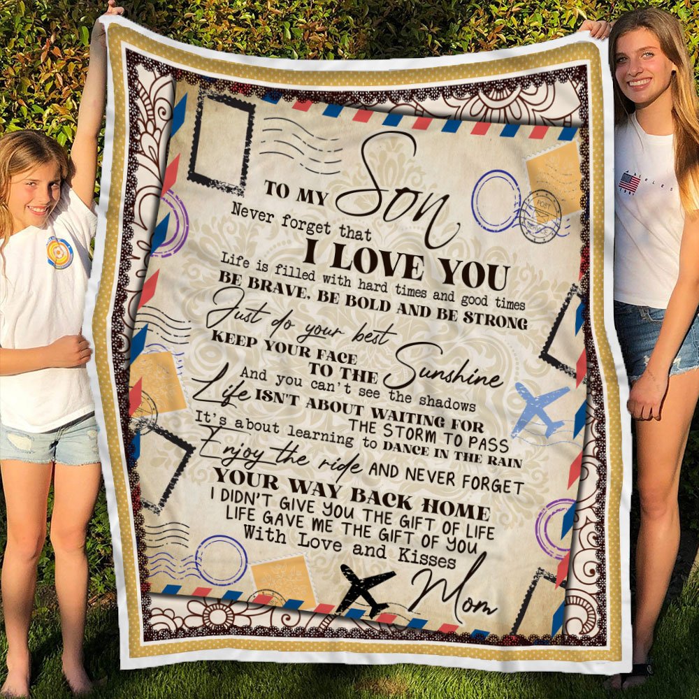 To My Son Never That I Love You Airmail Letter Fleece Blanket