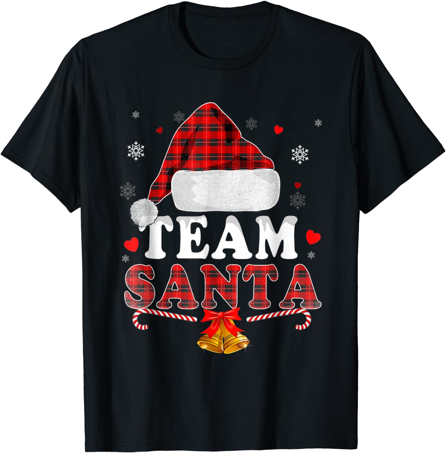 Team Santa Red Plaid Christmas Family Matching Pajama T-Shirt