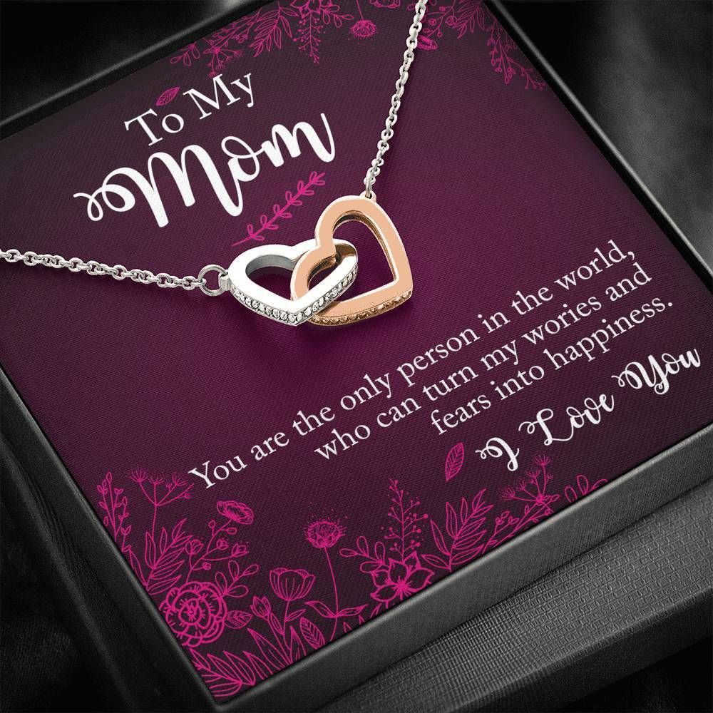 Purple Gift For Mom Interlocking Hearts Necklace You're The Only Person In The World