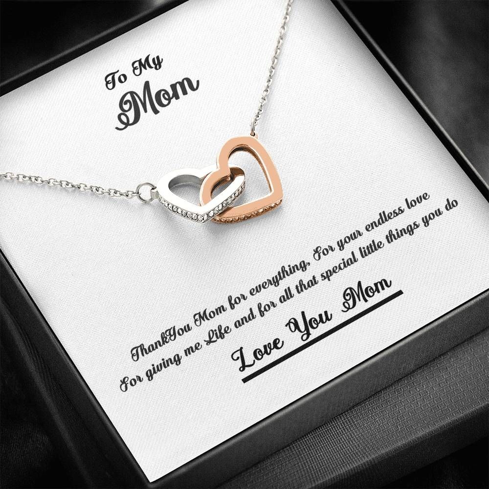 Gift For Mom Interlocking Hearts Necklace Thank You Mom For Everything
