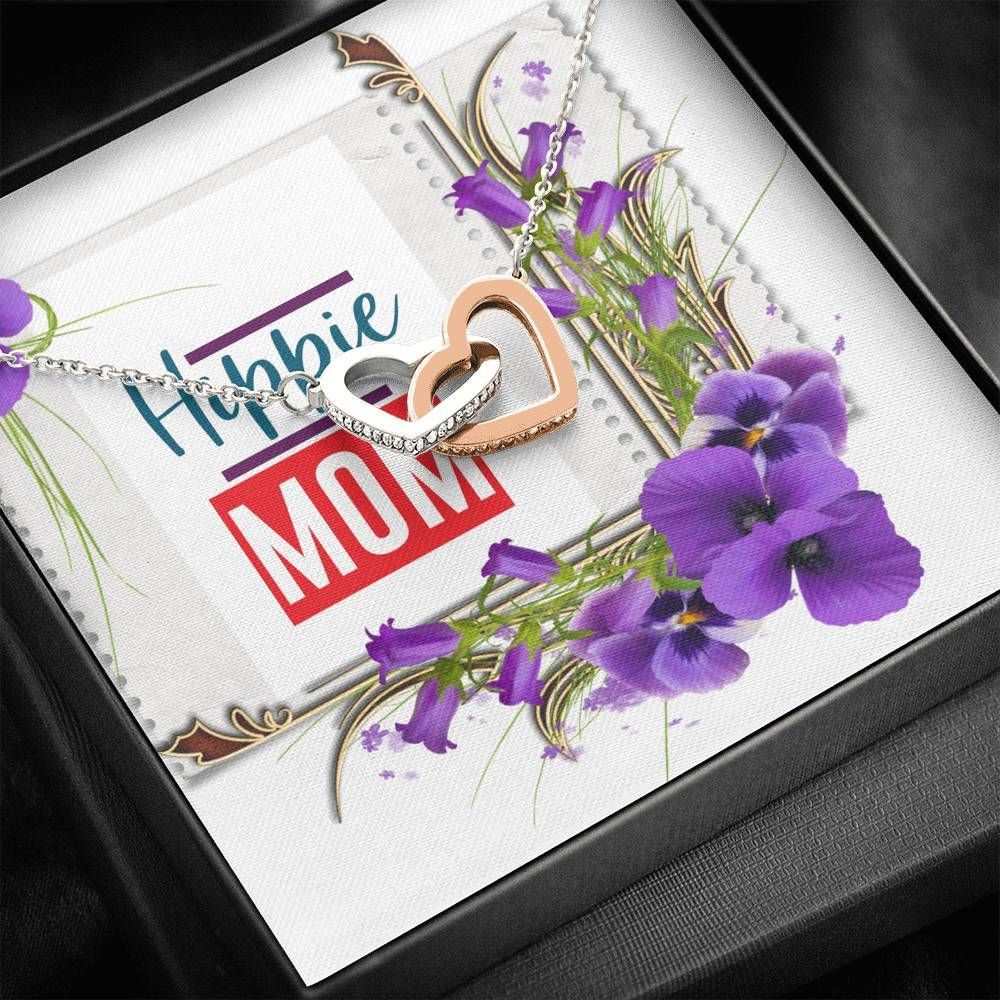 Purple Flower Gift For Mom Interlocking Hearts Necklace Hippie Mom