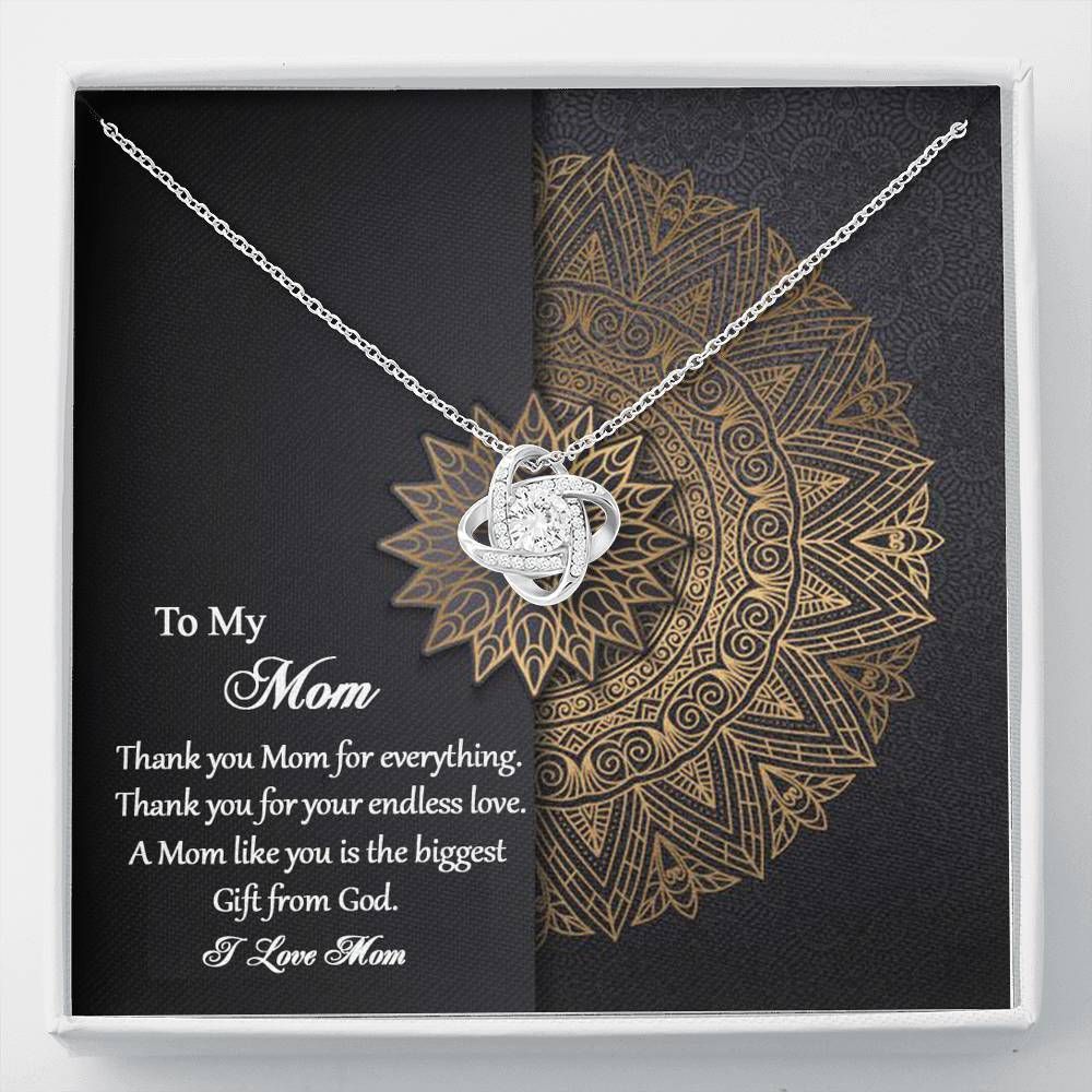 Mandala Texture Gift For Mom Love Knot Necklace Thank You For Everything