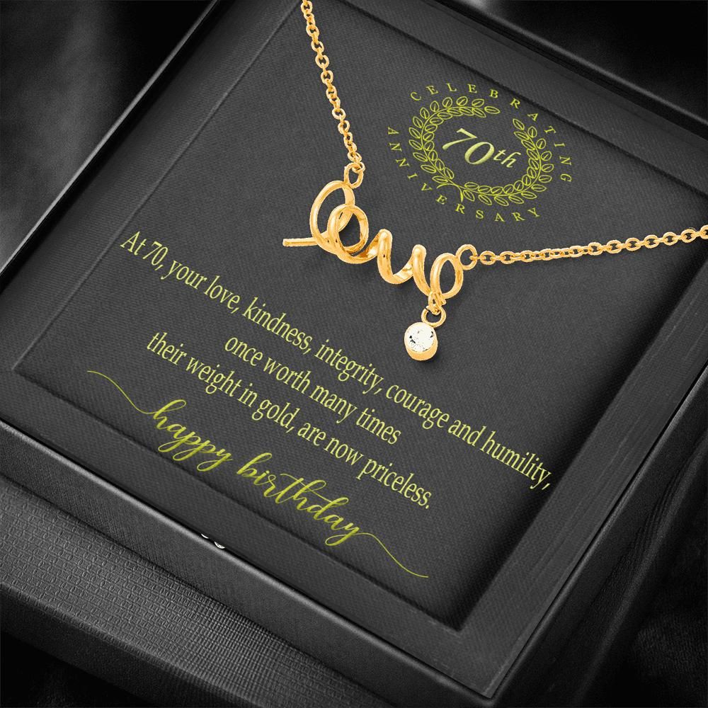 Best Gift For Mother Happy 70th Birthday Scripted Love Necklace