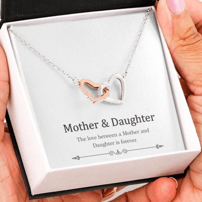 Gift For Mom The Love Between A Mother And Daughter Is Forever Interlocking Hearts Necklace