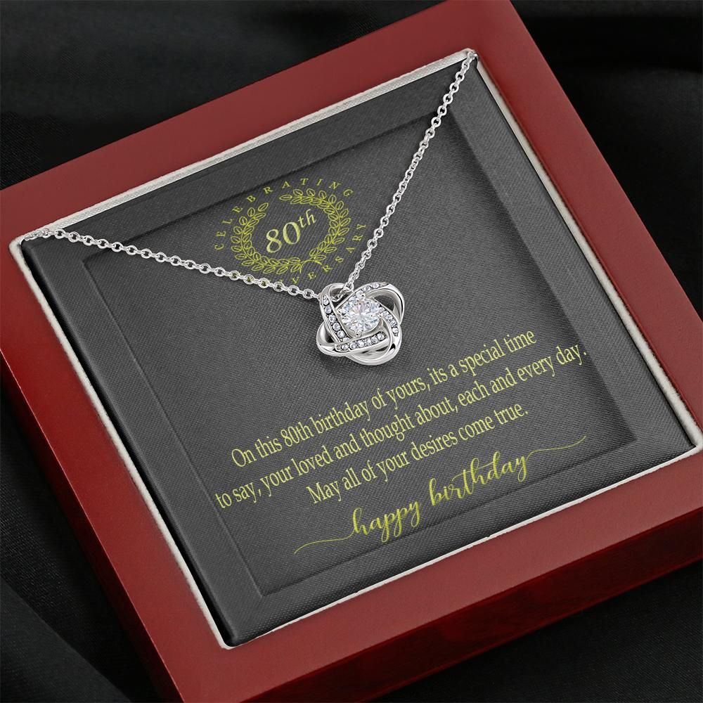 Best Gift For Mother Happy 80th Birthday Love Knot Necklace