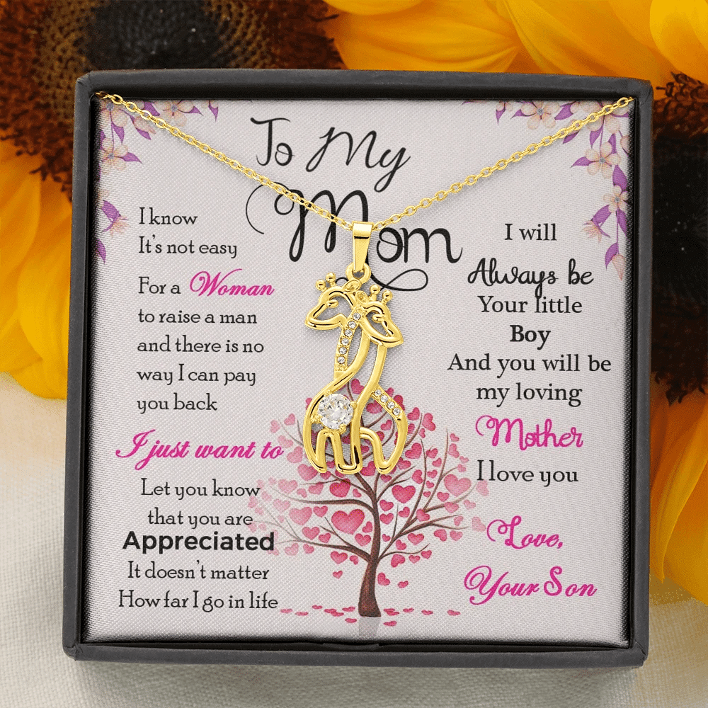 Giraffe Couple Necklace Son Gift For Mom Always Be Your Little Boy