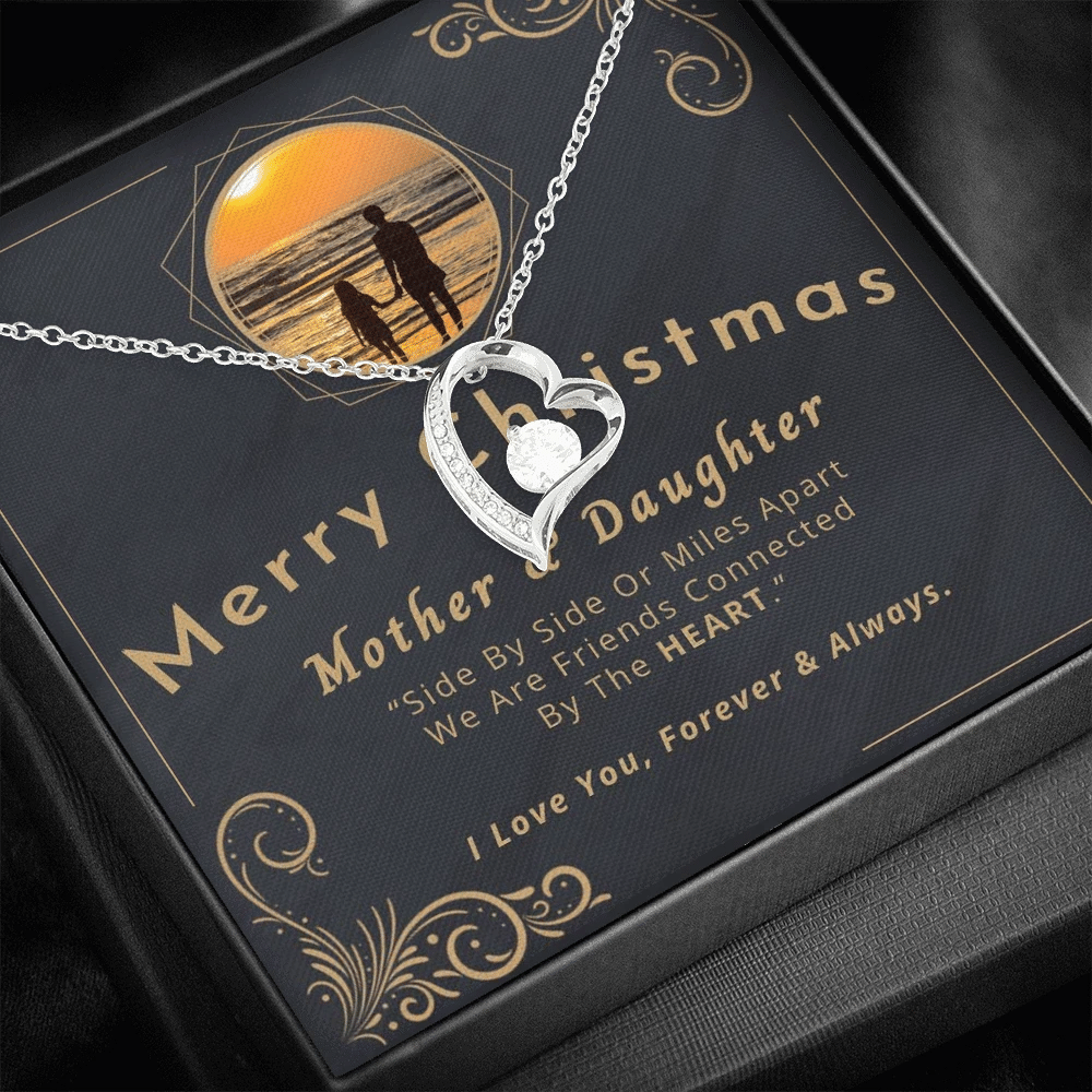 Summer Beach Christmas Gift For Mom Side By Side Or Miles Apart Forever Love Necklace