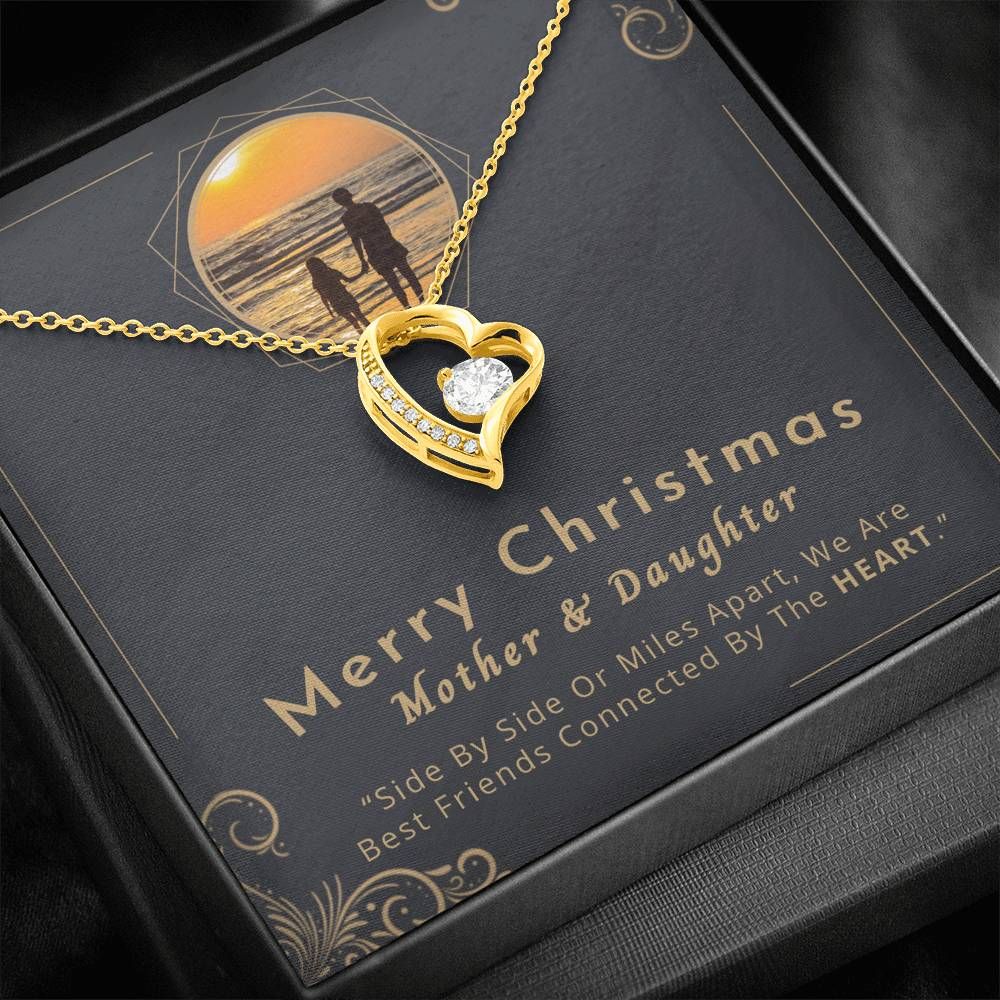 Dusk Beach Gift For Mother Side By Side Or Miles Apart Forever Love Necklace