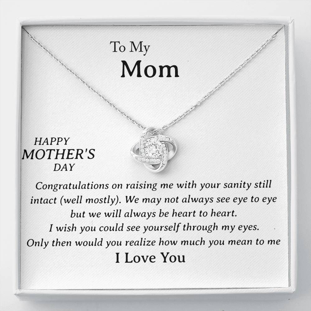 We Will Always Be Heart To Heart Gift For Mom Love Knot Necklace