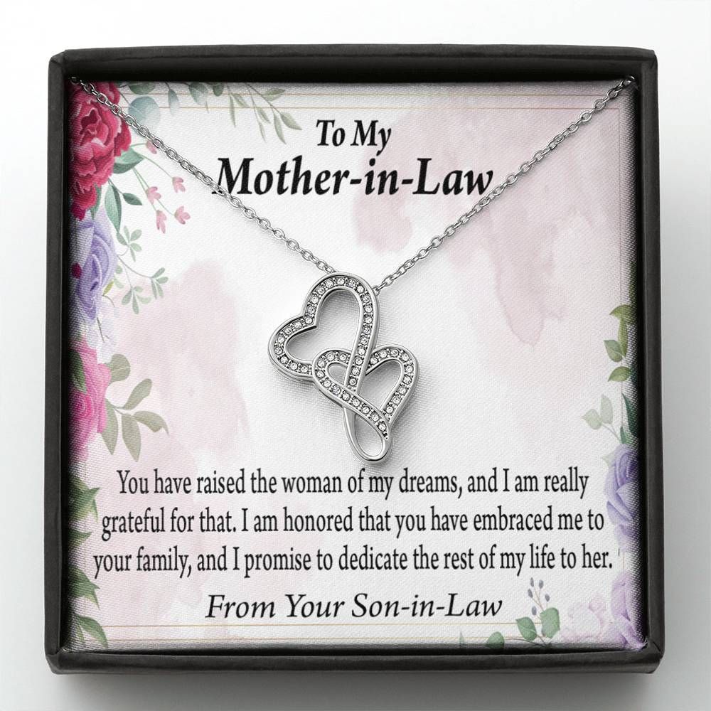 Promise To Dedicate The Rest Of My Life With Her Gift For Mother In Law Double Hearts Necklace