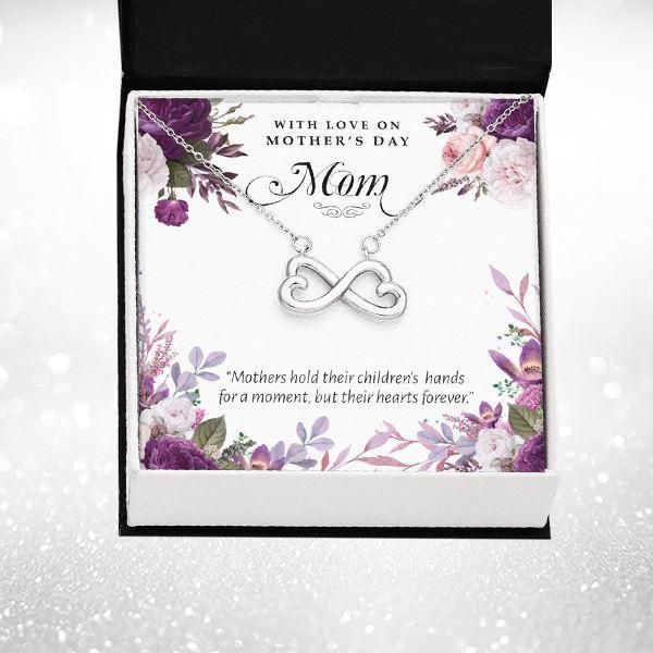 Infinity Heart Necklace Gift For Mom Purple Flower Love You