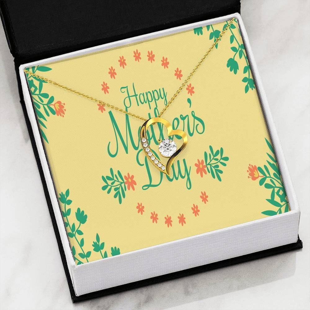 Yellow Floral Card Happy Mother's Day Gift For Mom Forever Love Necklace