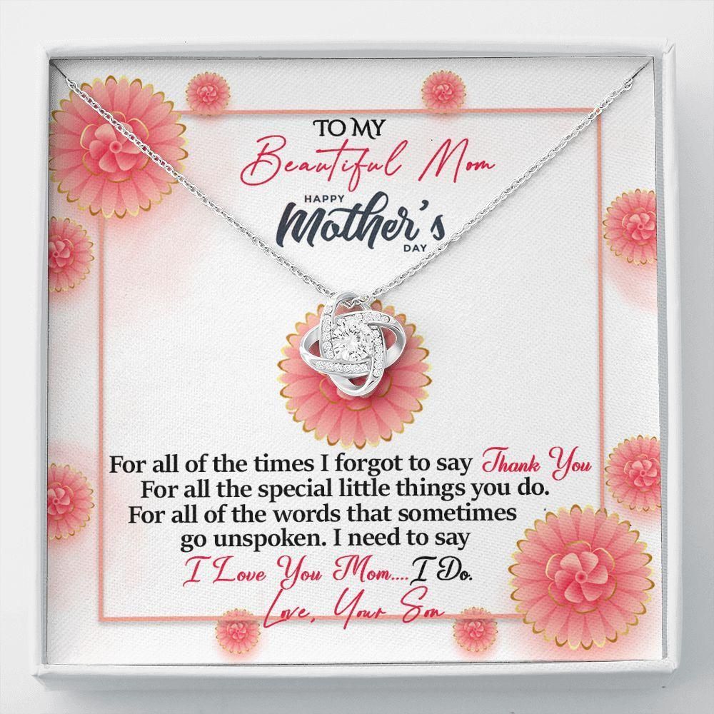 Thank You For All The Times Flowers Son Gift For Mom Love Knot Necklace