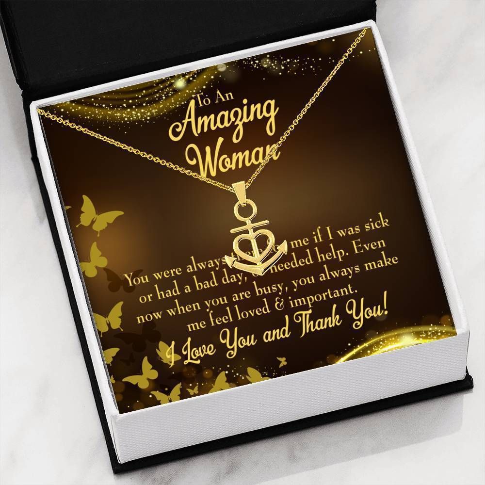 Love You And Thank You Gift For Mom Anchor Necklace