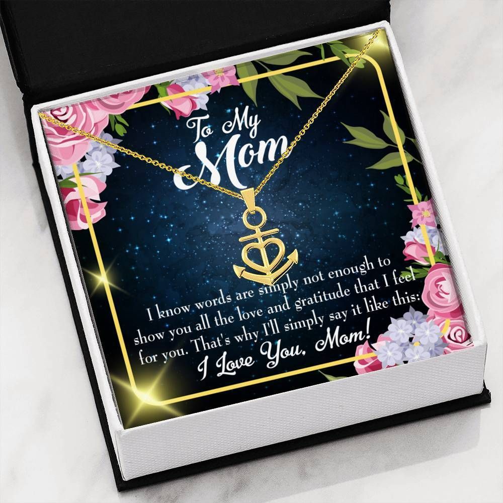Words Not Enough Message Card Anchor Necklace Gift For Mom