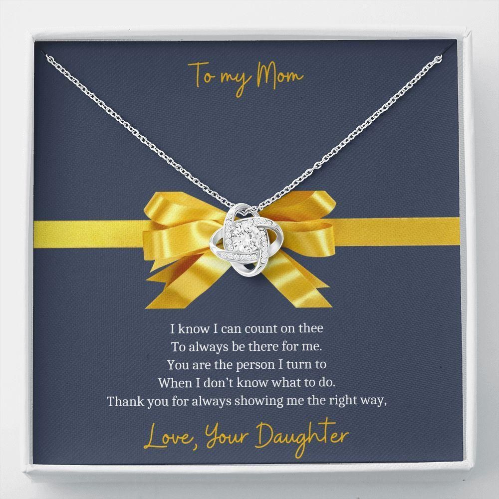 Thanks For Always Showing Me The Right Way Yellow Bow Gift For Mom Love Knot Necklace