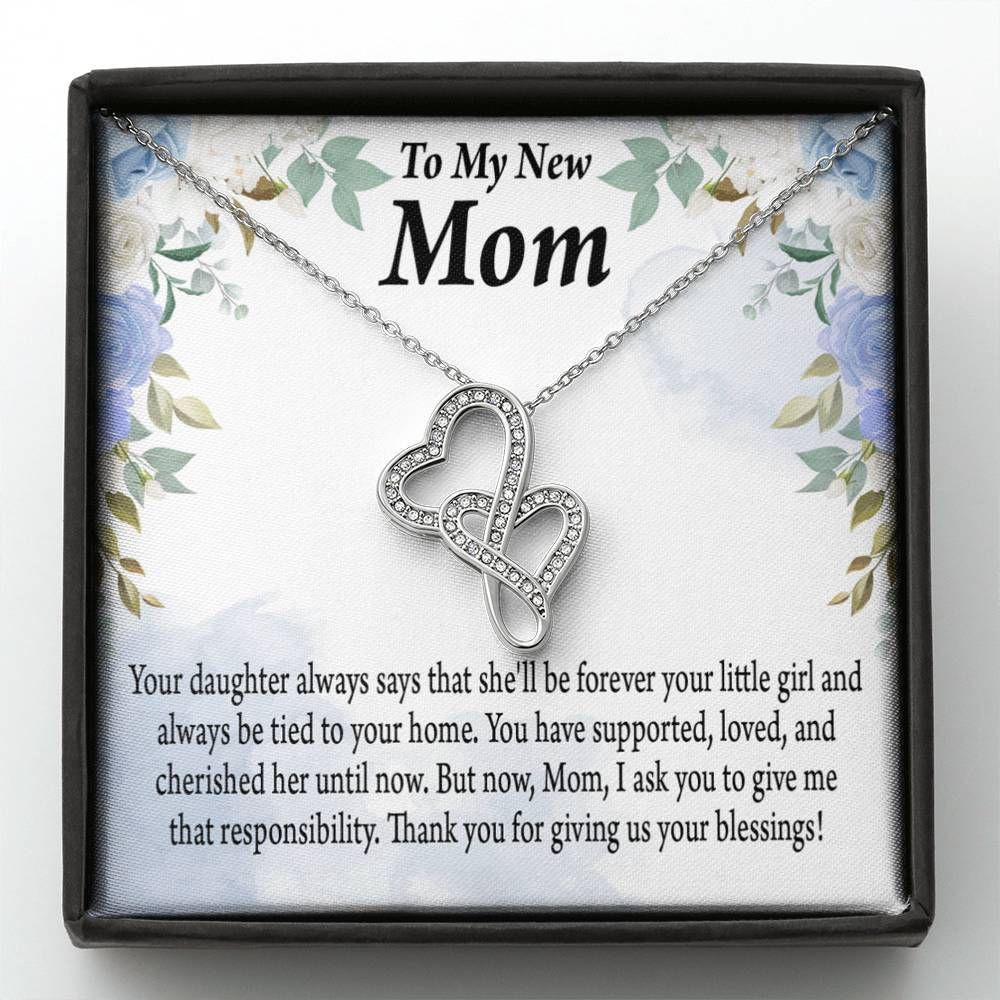 Thank You For Giving Us Your Blessing Gift For Mom Double Hearts Necklace