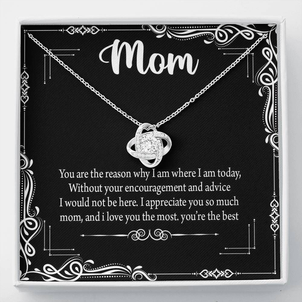 I Love You The Most Black Gift For Mom Love Knot Necklace