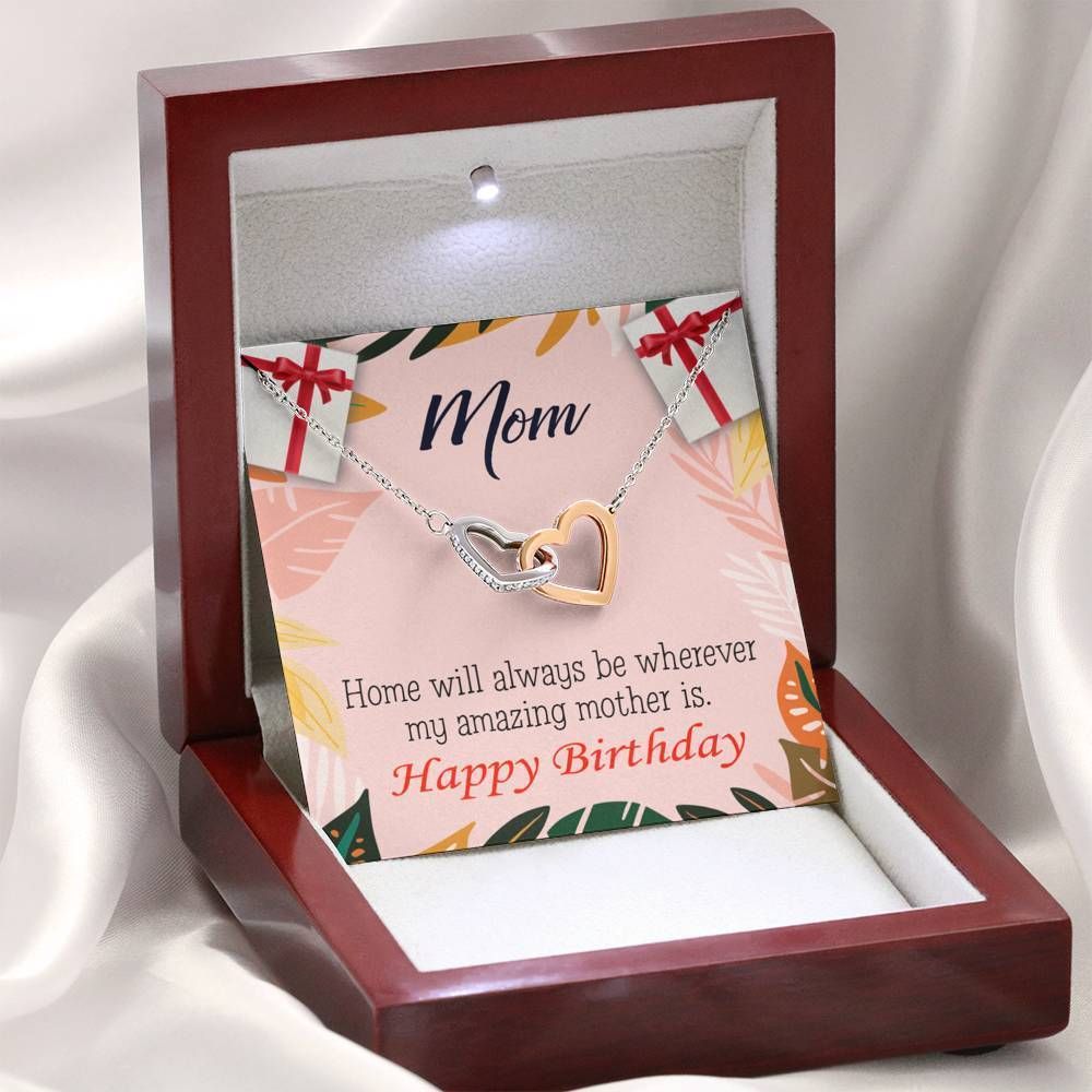 Home Will Always Be Interlocking Hearts Necklace Gift For Mom