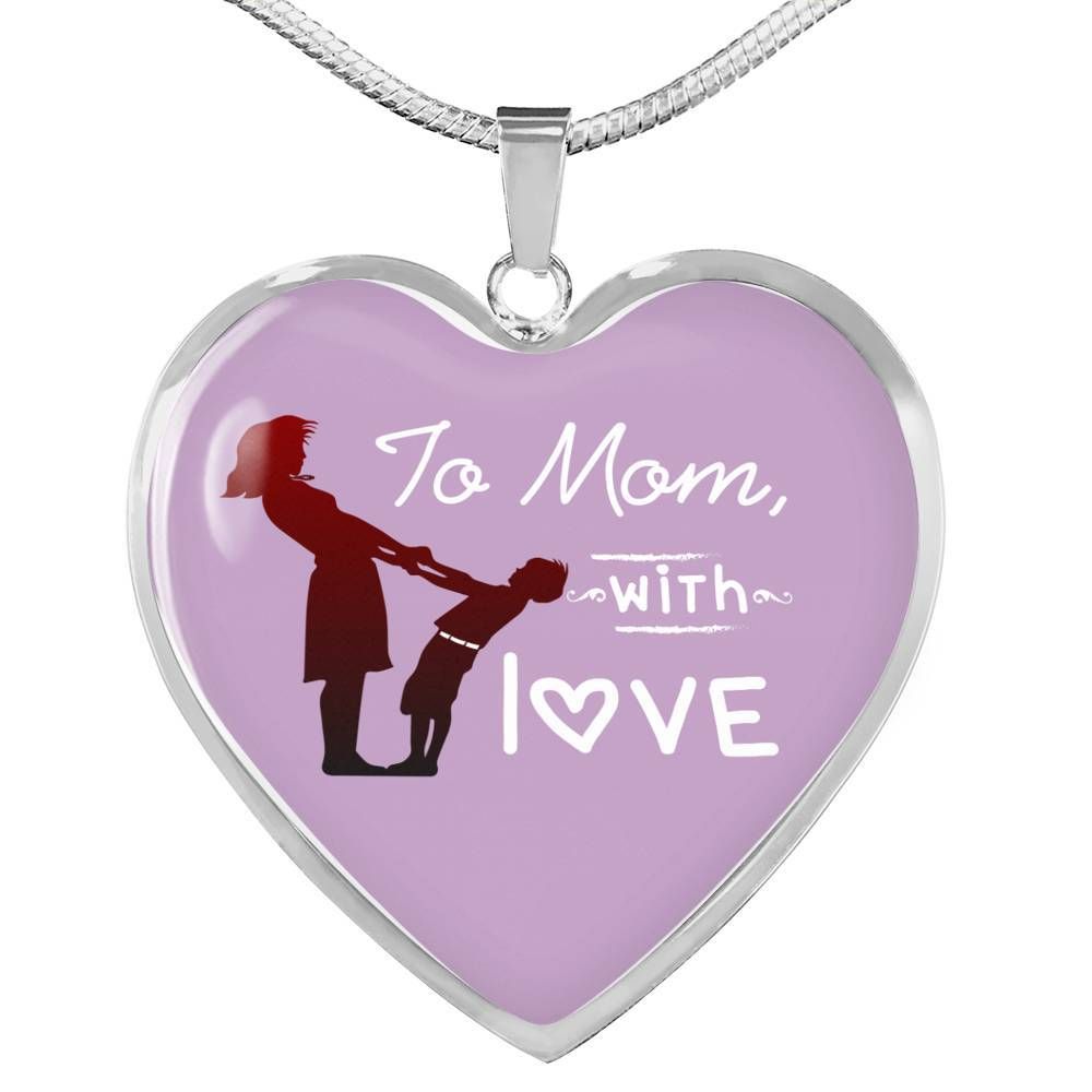 Gift For Mom With Love Love You Heart Pendant Necklace