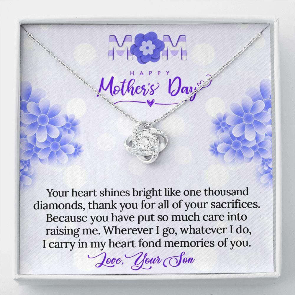 I Carry In My Heart Fond Memories Of You Gift For Mom Love Knot Necklace