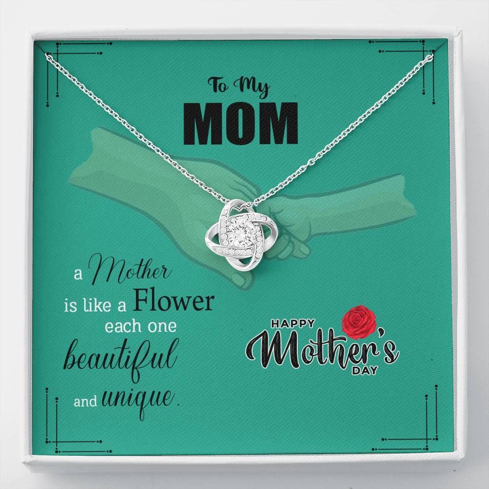 A Mother Is Like A Flower Gift For Mom Love Knot Necklace