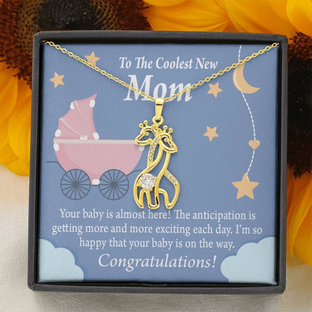 Your Baby Is Almost Here Giraffe Couple Necklace Gift For Mom