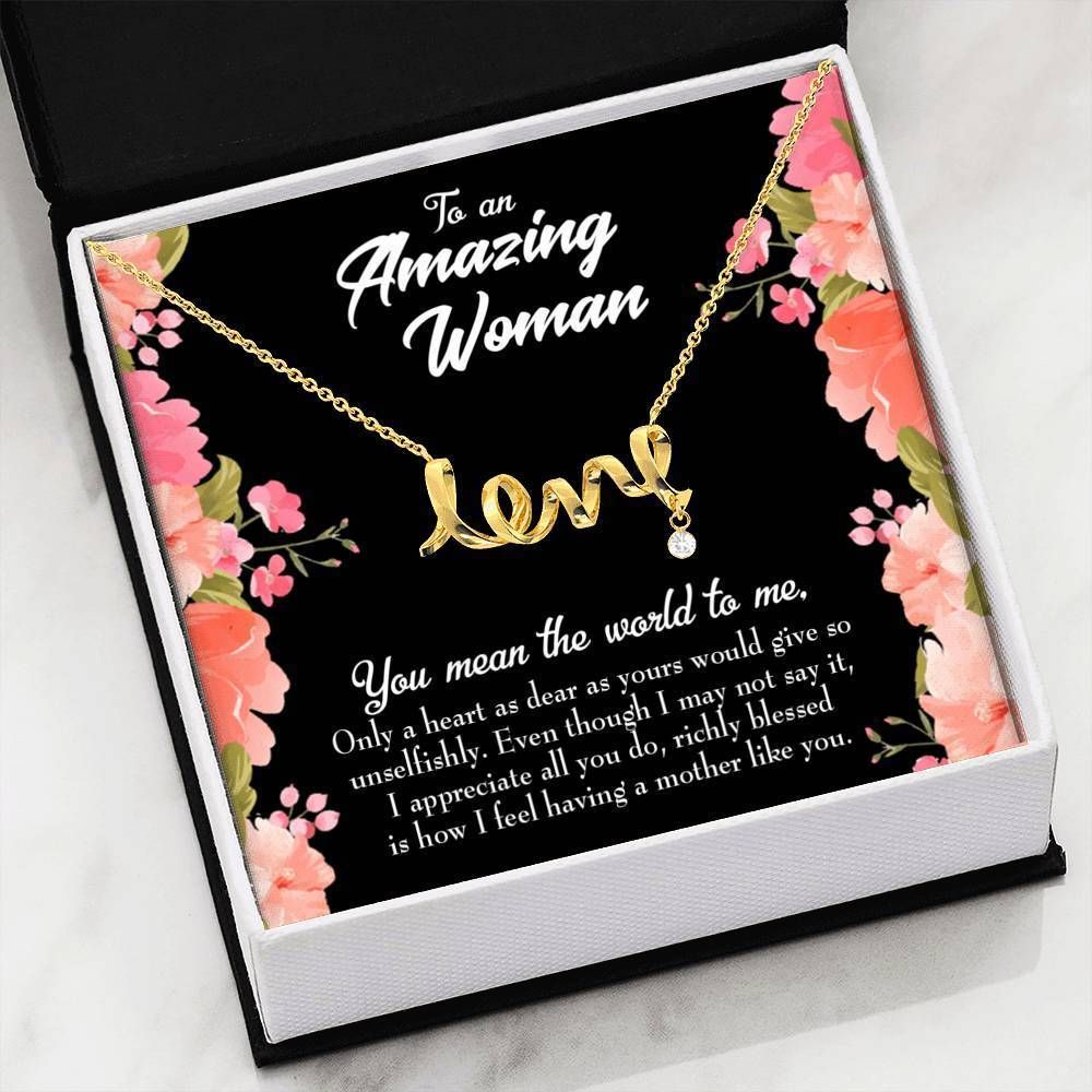 You Mean The World To Me Gift For Mom Scripted Love Necklace