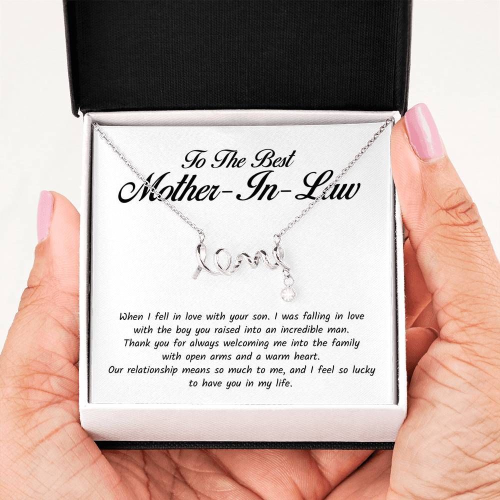 Our Relationship Means To Me Scripted Love Necklace Gift For Mother In Law