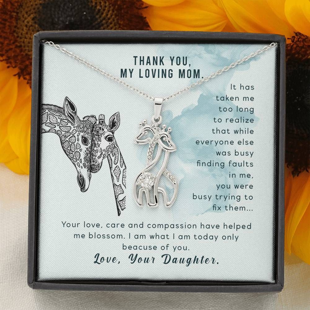 Thank You My Loving Mom Gift For Mom Giraffe Couple Necklace