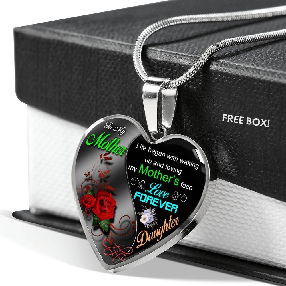 Loving My Mother's Face Gift For Mom Stainless Heart Pendant Necklace