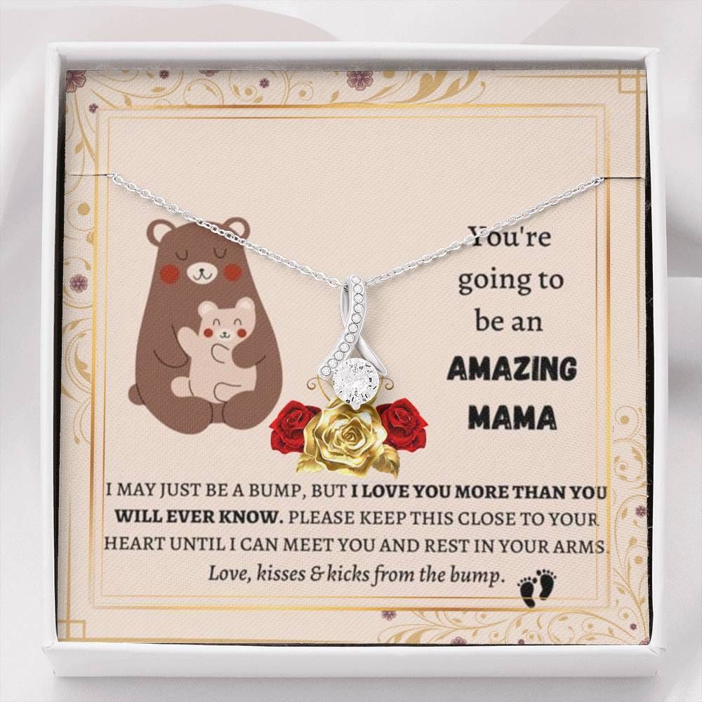 You're Going To Be An Amazing Mama Gift For Mom To Be 14K White Gold Alluring Beauty Necklace