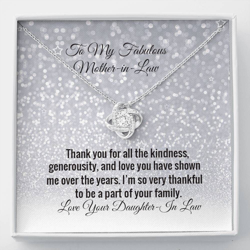 Gift For Mother In Law Thanks For All The Kindness 14K White Gold Love Knot Necklace