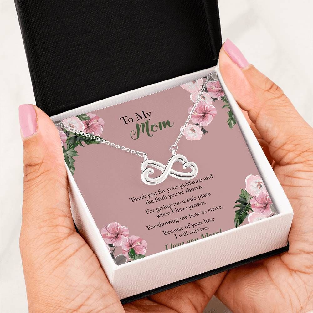 Gift For Mom Thank You For Your Guidance 14K White Gold Infinity Heart Necklace