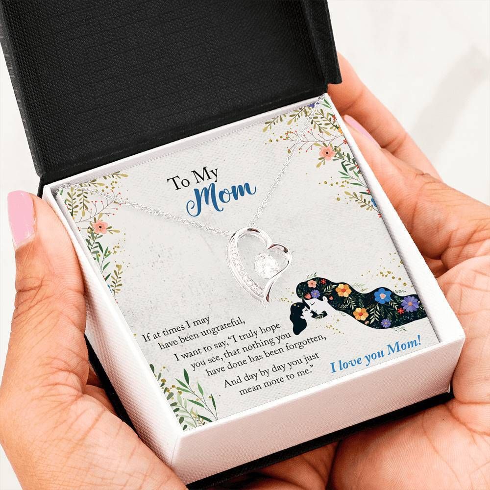 Day By Day You Just Mean More To Me Gift For Mom 14K White Gold Forever Love Necklace
